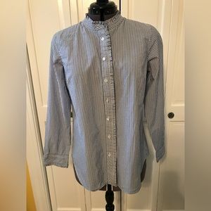 Cute Talbot’s fitted striped shirt with mini-ruffle details